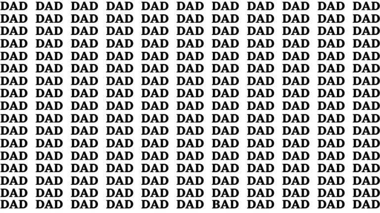 Optical Illusion Eye Test: If you have Eagle Eyes Find the Word Bad among Dad in 15 Secs