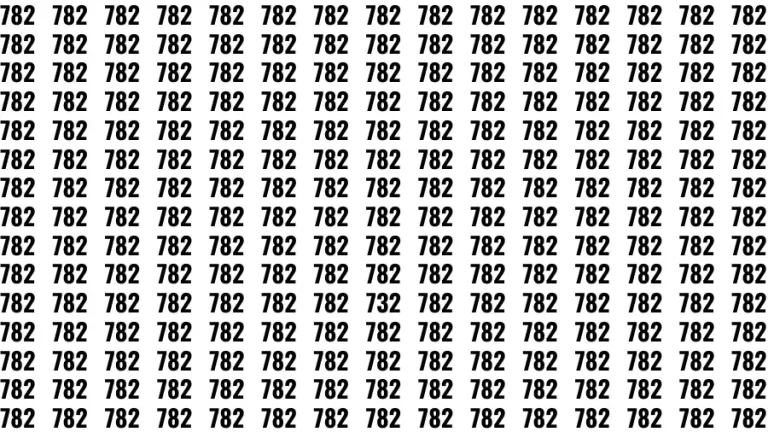 Observation Find it Out: If you have Sharp Eyes Find the number 732 among 782 in 10 Secs