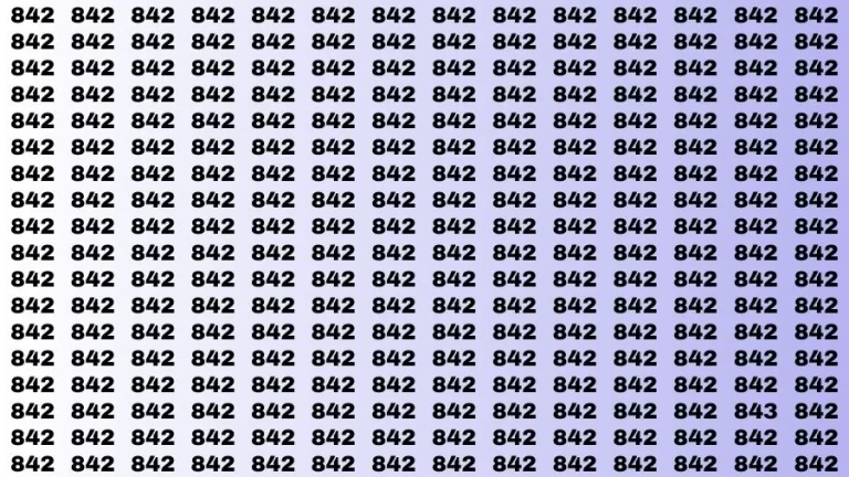 Observation Visual Test: If you have Hawk Eyes Find the Number 843 among 842 in 15 Secs