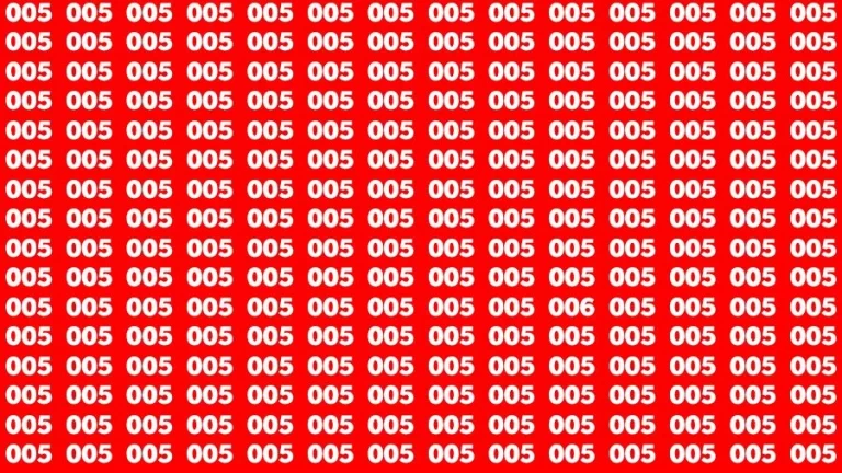 Optical Illusion Brain Challenge: If you have 50/50 Vision Find the number 006 in 18 Secs