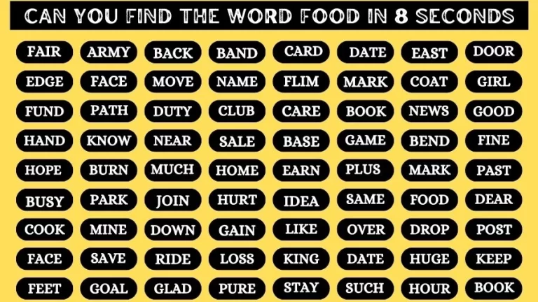 Observation Brain Challenge: If you have Eagle Eyes Find the word Food in 8 Secs