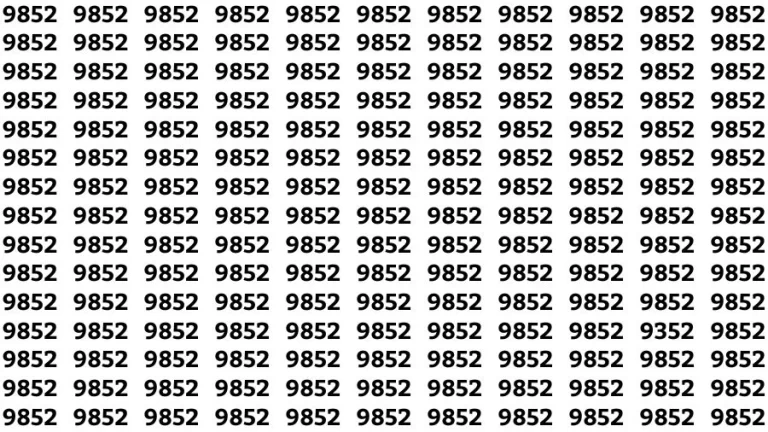 Optical Illusion Visual Test: If you have Eagle Eyes Find the Number 9352 among 9852 in 14 Secs