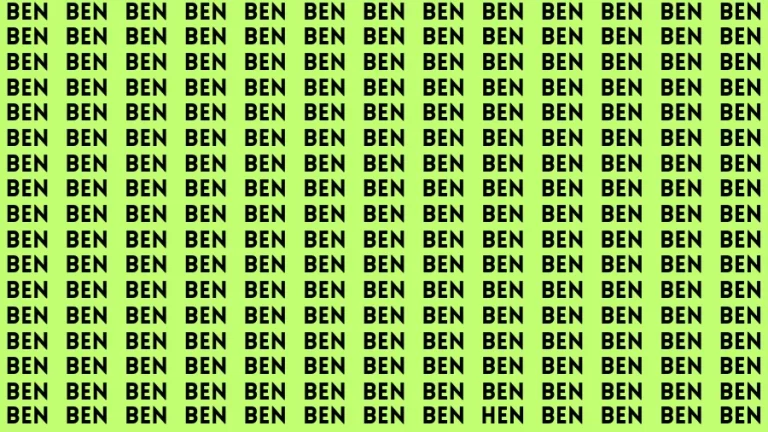 Visual Test: If you have Hawk Eyes Find the word Hen among Ben in 15 Secs