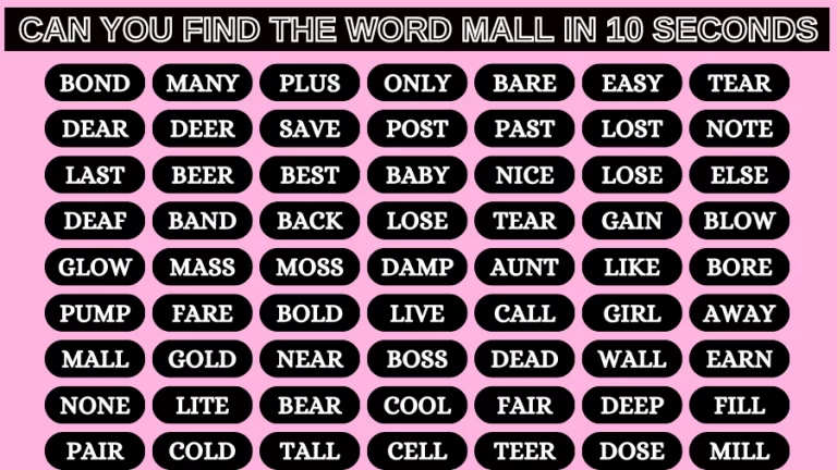 Test Visual Acuity: If you have Sharp Eyes Find the word Mall in 10 Secs