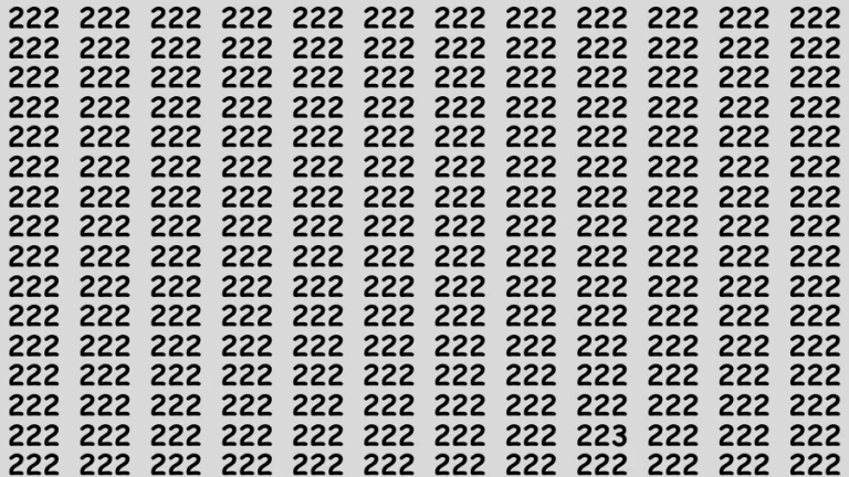 Observation Find it Out: If you have Sharp Eyes Find the number 223 among 222 in 20 Secs