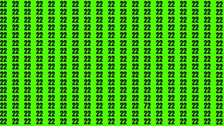 Optical Illusion Brain Challenge: If you have Hawk Eyes Find the Number 72 among 22 in 12 Secs