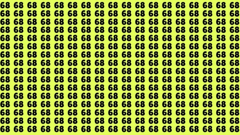 Visual Test: If you have 50/50 Vision Find the Number 58 among 68 in 15 Secs