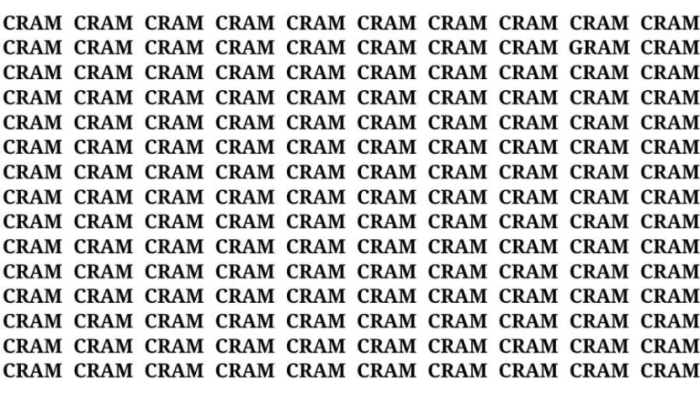 Observation Brain Challenge: If you have Hawk Eyes Find the Word Gram among Cram in 20 Secs