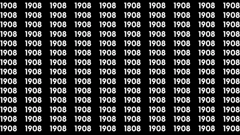 Visual Test: If you have Eagle Eyes Find the Number 1808 in 15 Secs