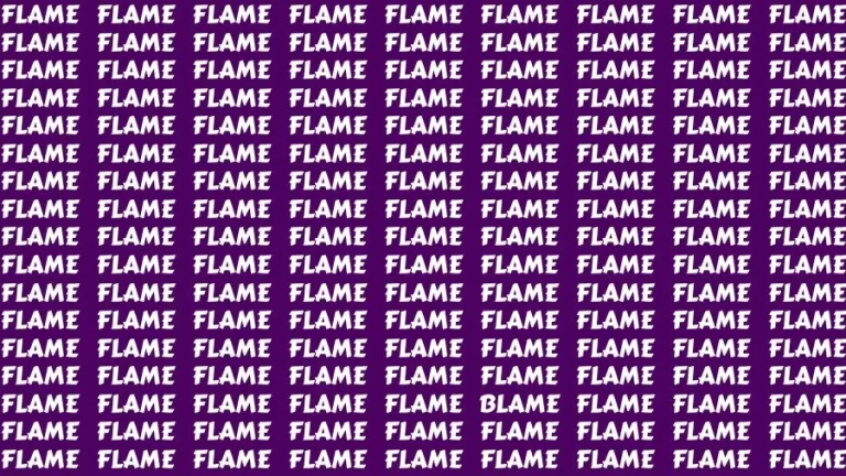 Optical Illusion Brain Challenge: If you have Sharp Eyes Find the Word Blame among Flame in 18 Secs