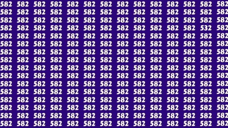 Observation Visual Test: If you have Hawk Eyes Find the Number 532 among 582 in 15 Secs