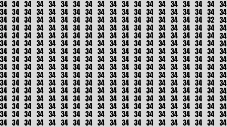 Observation Brain Challenge: If you have Eagle Eyes Find the number 32 among 34 in 12 Secs