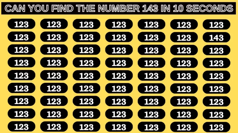 Test Visual Acuity: If you have Eagle Eyes Find the Number 143 among 123 in 15 Secs