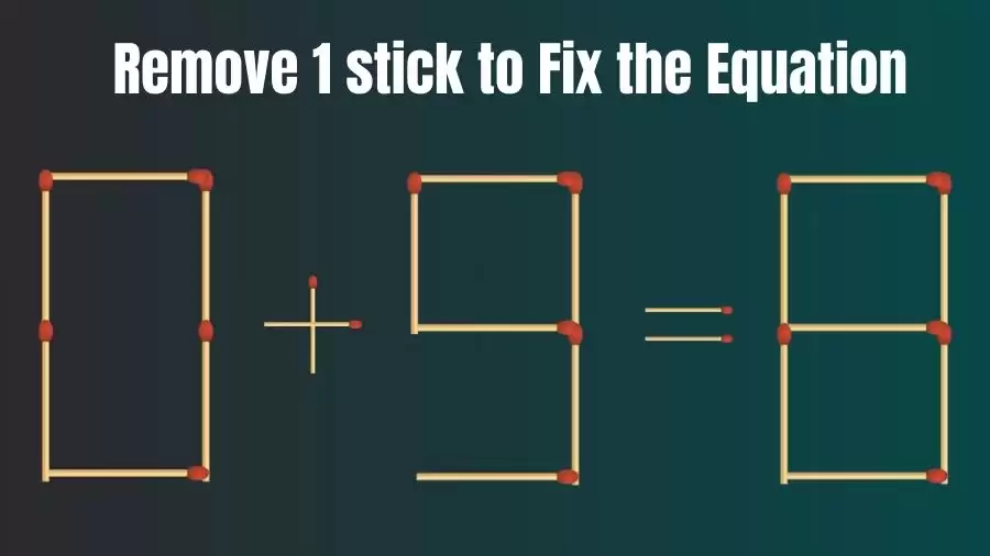 Brain Teaser: 0+9=8 Remove 1 Stick To Fix The Equation