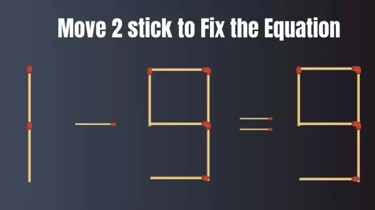 Brain Teaser: 1-9=9 Move 2 Sticks To Fix The Equation