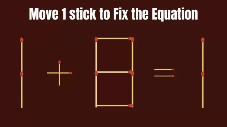 Brain Teaser: 1+8=1 Fix The Equation By Moving 1 Stick