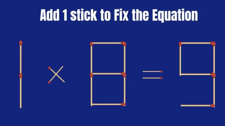 Brain Teaser: 1×8=9 Add 1 Matchstick to Fix the Equation | Matchsticks Puzzle