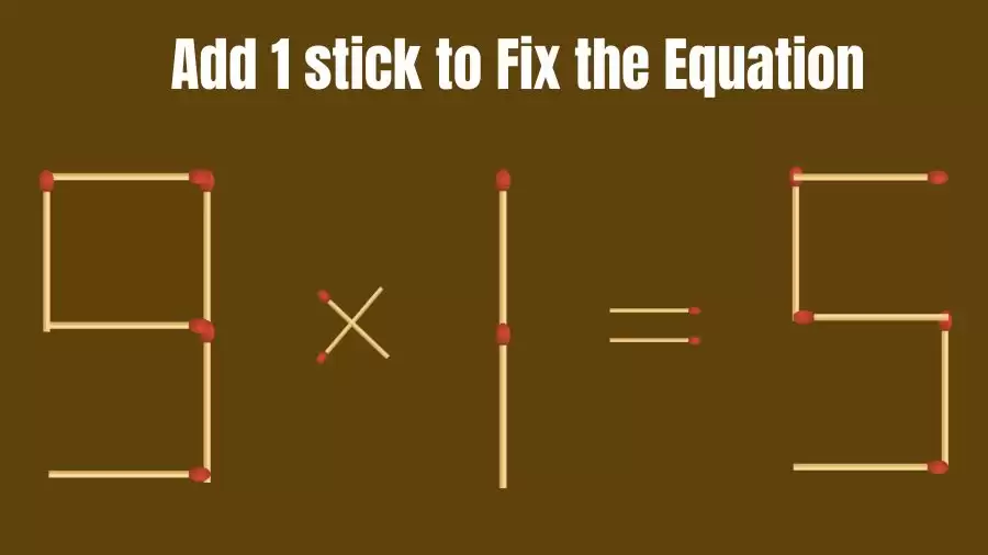 Brain Teaser: 9x1=5 Add 1 Stick To Fix The Equation