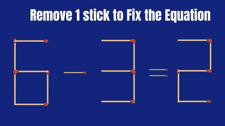 Brain Teaser IQ Challenge: 6-3=2 Remove 1 Matchstick to Fix the Equation | Matchstick Puzzles