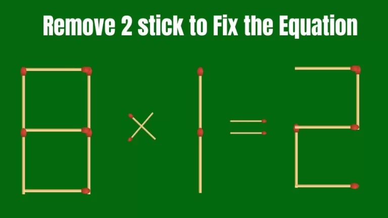 Brain Teaser IQ Challenge: 8×1=2 Remove 2 Matchsticks to Fix the Equation | Matchstick Puzzles