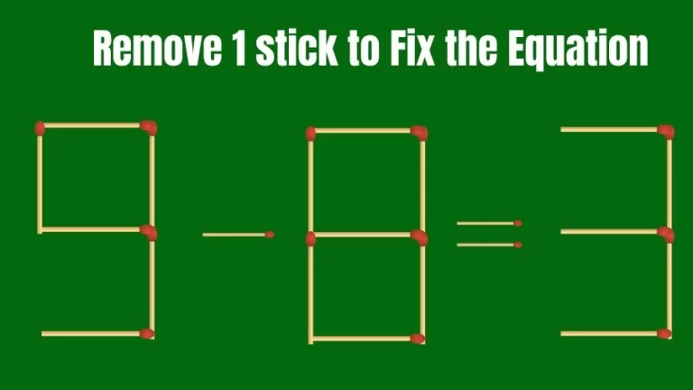 Brain Teaser IQ Challenge: 9-8=3 Remove 1 Matchstick to Fix the Equation | Matchstick Puzzles