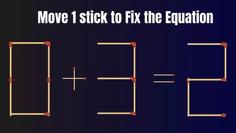 Brain Teaser IQ Test: 0+3=2 Matchstick Puzzle Only Genius Mind Can Solve