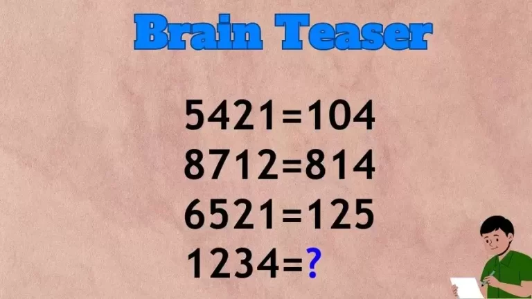 Brain Teaser IQ Test: If 5421=104, 8712=814, 6521=125, then 1234=?