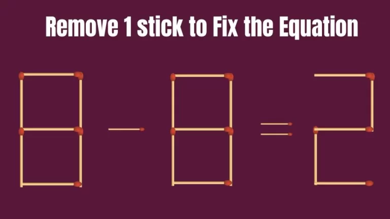 Brain Teaser IQ Test: Remove 1 Matchstick to Fix the Equation