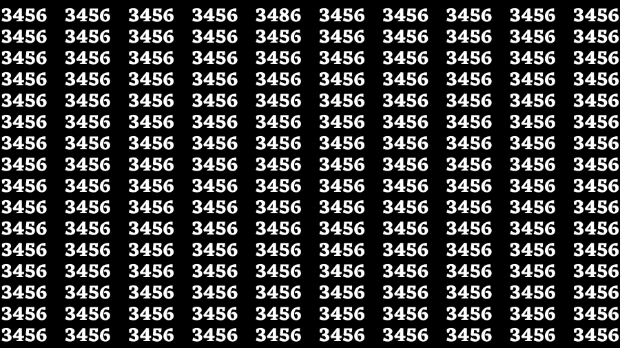 Brain Teaser: If you have 4K Vision Find the Number 3486 among 3456 in 15 Secs