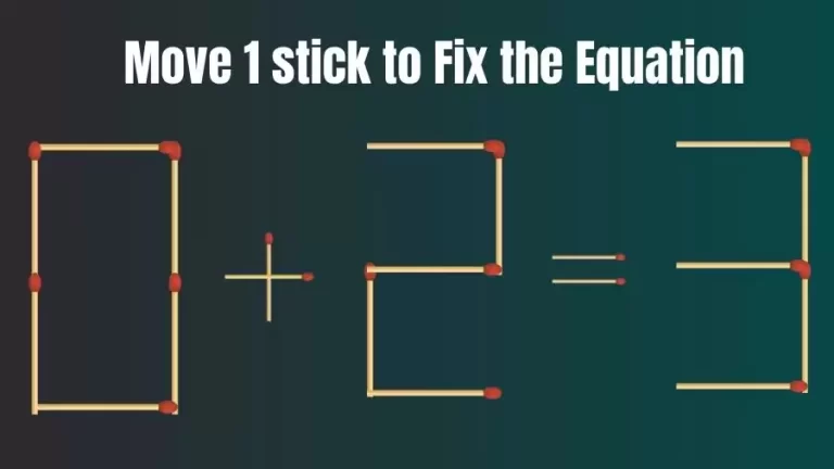 Matchstick Riddle: 0+2=3 Fix The Equation By Moving 1 Stick | Matchstick Puzzle