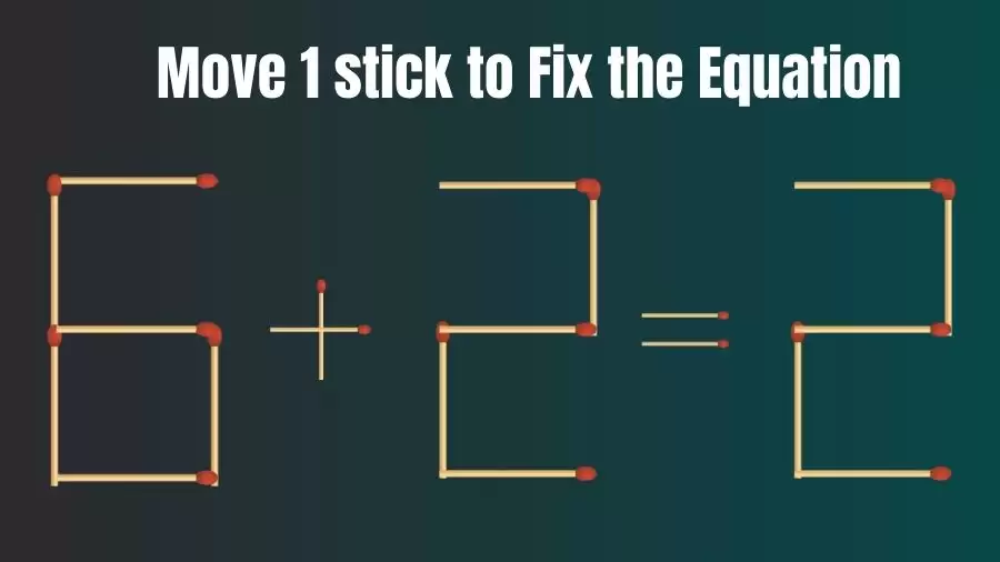 Matchstick Riddle: 6+2=2 Fix The Equation By Moving 1 Stick