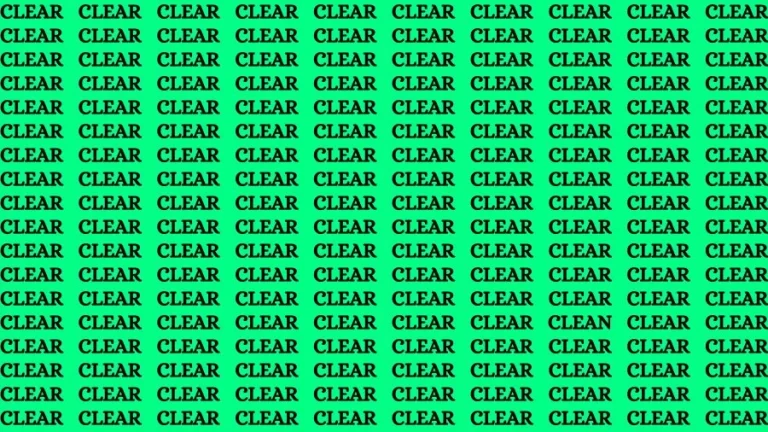 Optical Illusion Visual Test: If you have Keen Eyes Find the Word Clean among Clear in 16 Secs