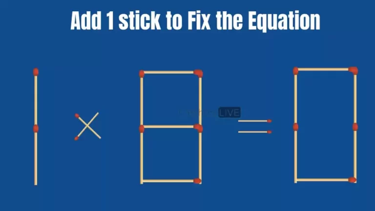 Solve the Puzzle to Transform 1×8=0 by Adding 1 Matchstick to Correct the Equation