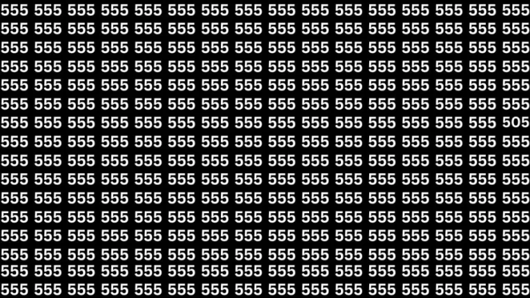 Visual Test: Can you find the number 505 among 555 in 10 seconds?