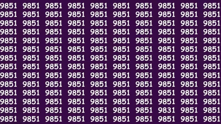 Visual Test: If you have 20/20 Vision Find the Number 9831 among 9851 in 15 Secs