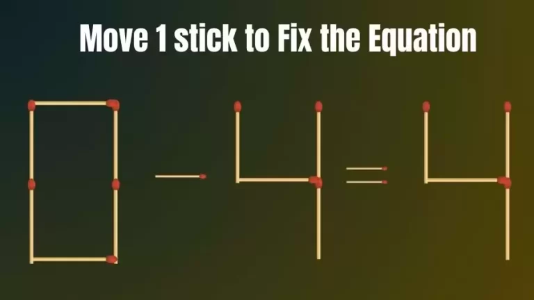 0-4=4 Move 1 Matchstick and Correct this Equation Within 20 Seconds | Brain Teaser Matchstick Puzzle