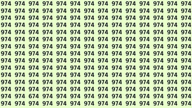 Optical Illusion Visual Test: If you have Eagle Eyes Find the Number 674 among 974 in 14 Secs