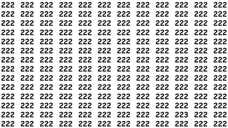 Observation Find it Out: If you have Eagle Eyes Find the Number 223 among 222 in 12 Secs