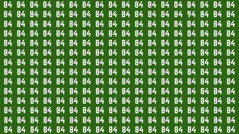 Observation Visual Test: If you have 50/50 Vision Find the Number 94 among 84 in 15 Secs