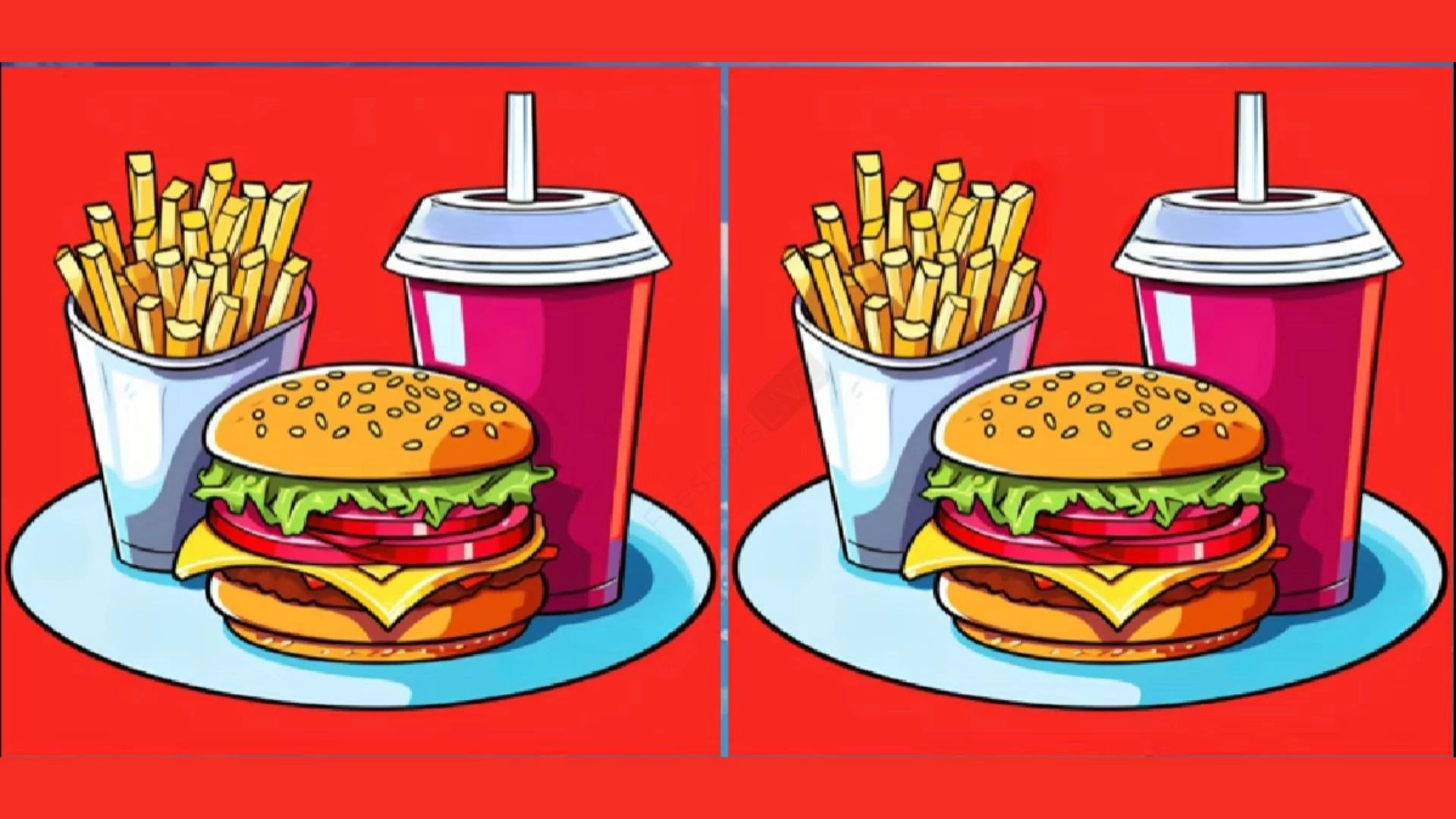 Only the most observant can spot 3 differences between the Burger Meal pictures in 20 seconds.