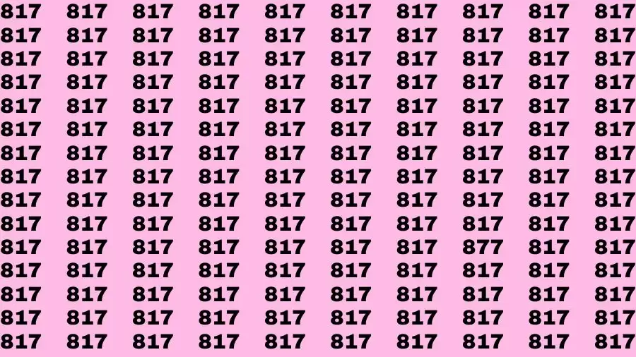 Optical Illusion Brain Challenge: If you have Hawk Eyes Find the Number 877 in 15 Secs