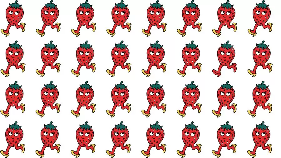 Optical Illusion Brain Test: If you have Eagle Eyes find the Odd strawberry in 8 Seconds