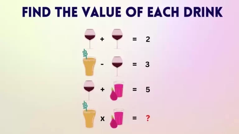 Brain Teaser Maths Puzzle: Solve and Find the Value of Each Drink