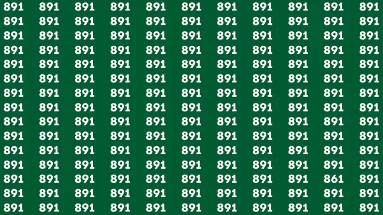 Observation Brain Challenge: If you have Eagle Eyes Find the number 861 among 891 in 12 Secs