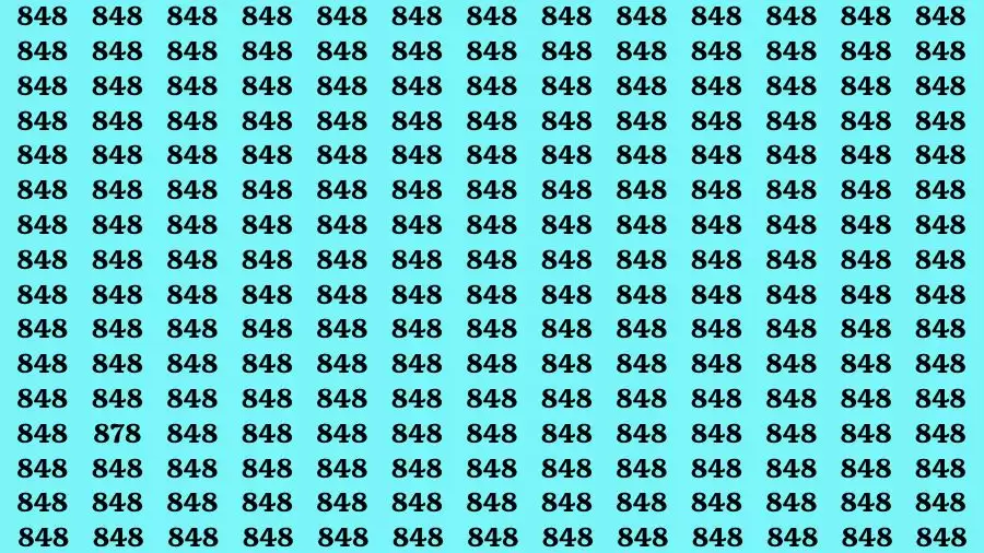 Observation Brain Test: If you have 50/50 Vision Find the Number 878 among 848 in 15 Secs