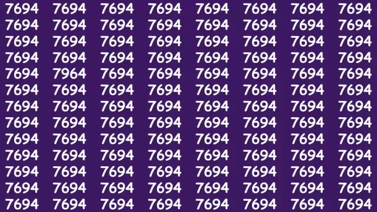 Observation Brain Challenge: If you have Eagle Eyes Find the number 7964 among 7694 in 12 Secs