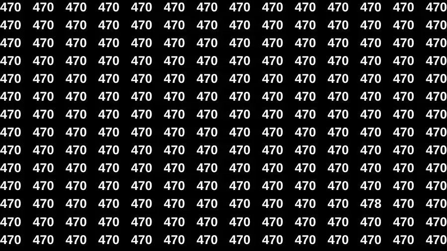 Optical Illusion Brain Challenge: If you have 50/50 Vision Find the number 478 among 470 in 12 Secs