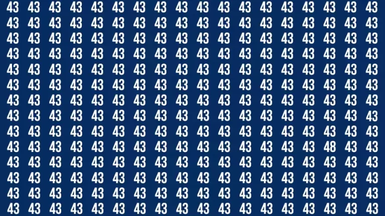 Observation Find it Out: If you have Sharp Eyes Find the number 48 among 43 in 20 Secs