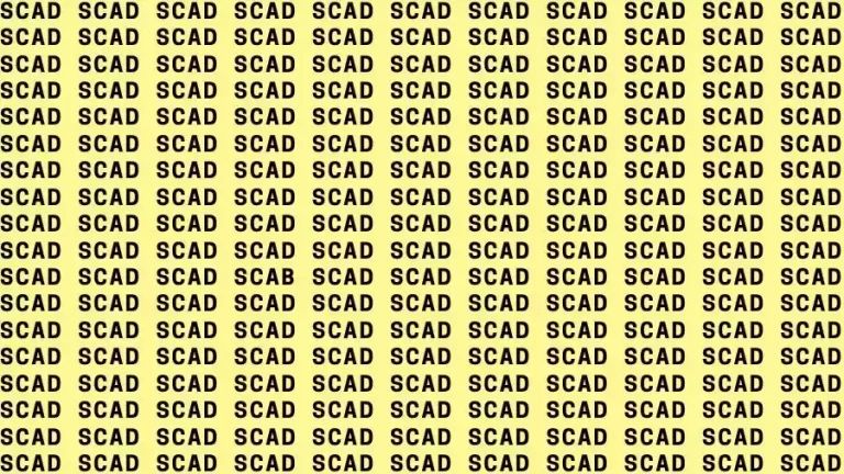 Optical Illusion Brain Challenge: If you have Hawk Eyes find the Word Scab among Scad in 12 Secs