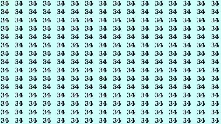 Observation Skill Test: If you have Eagle Eyes Find the number 84 among 34 in 14 Seconds?